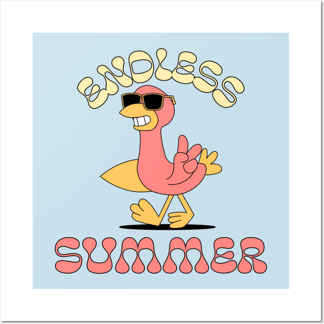 Endless Summer Flamingo Beach Vibes Vacay Wall Art by Tip Top Tee's